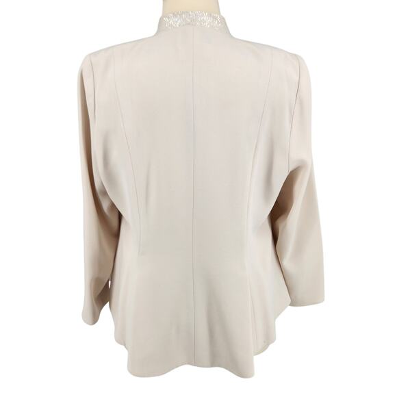 Daymor Couture Cream Beaded Evening Jacket Open Front Formal Wear Elegant Layer - Picture 4 of 9